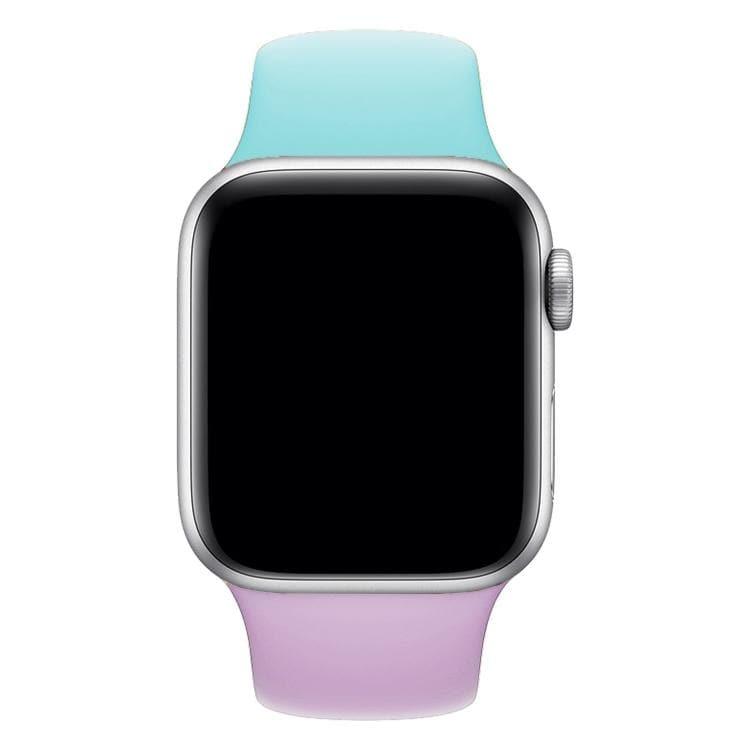 Double Colors Silicone Watch Watchband Strap Watchstrap Band for Apple Watch Series 5 & 4 40mm - 3 & 2 & 1 38mm (Purple+Turquoise) - Gadget Station