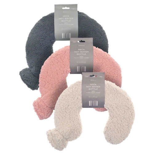 Neck Hot Water Bottles With Teddy Plush Cover - Random Colour Delivery