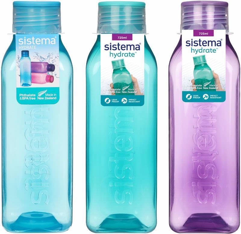 Sistema Sports Square Bottle 725ML, Random Colour Delivery