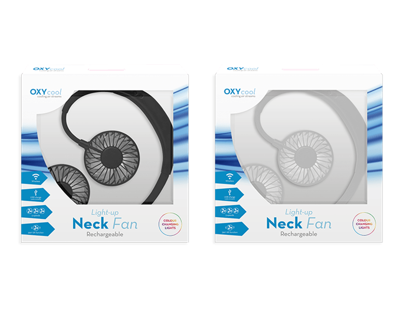 Portable Neck Fan With Lights, Random Colour Delivery