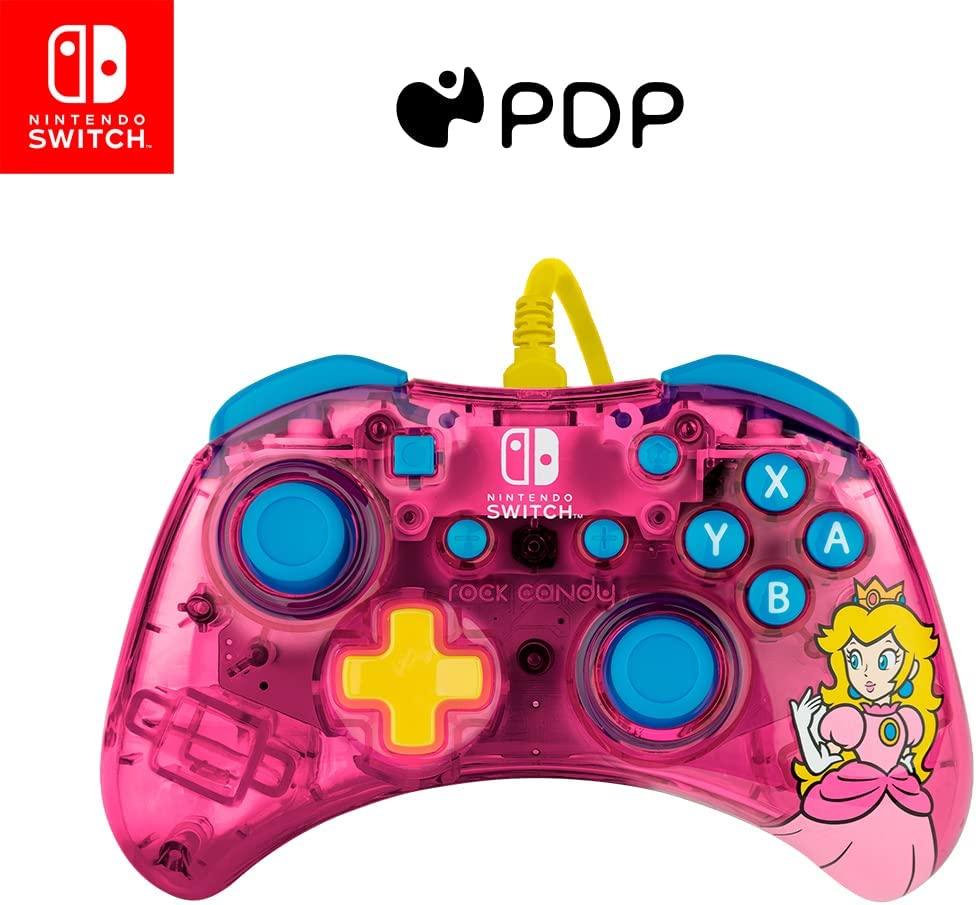 Rock Candy Wired Gaming Switch Pro Controller - Official License Nintendo - OLED / Lite Compatible - Compact, Durable Travel Controller - Peach