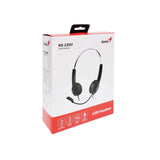 Genius Ultra Lightweight Headset with Mic, USB Connection, Plug and Play, Adjustable Headband and microphone with In-line Volume Control, Black