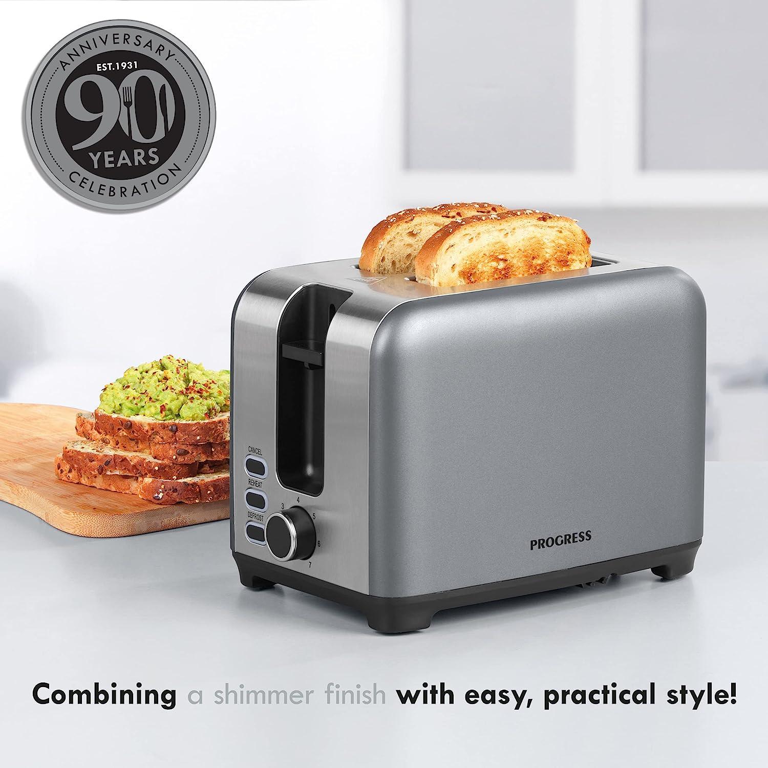 Progress Shimmer 2-Slice Toaster, Silver/Black