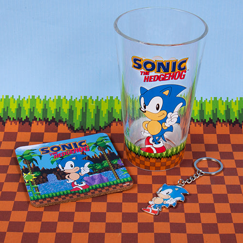 Sonic Keyring, Glass and Coaster Set