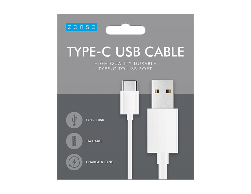 Type-C to USB White Cable 1M