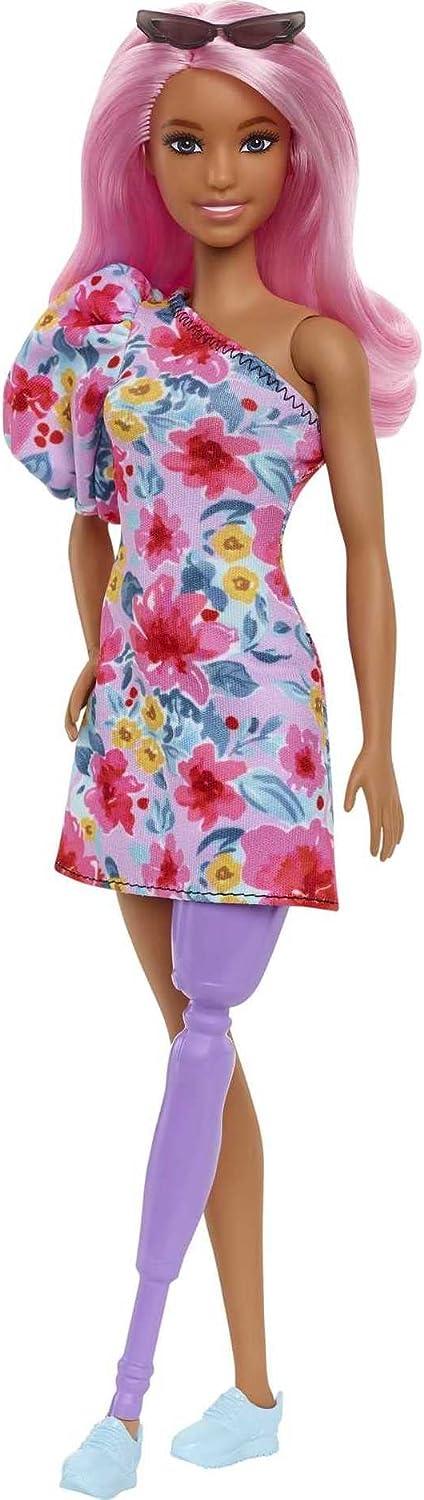 Barbie Fashionista - Off-Shoulder Floral Dress Prosthetic Leg Doll