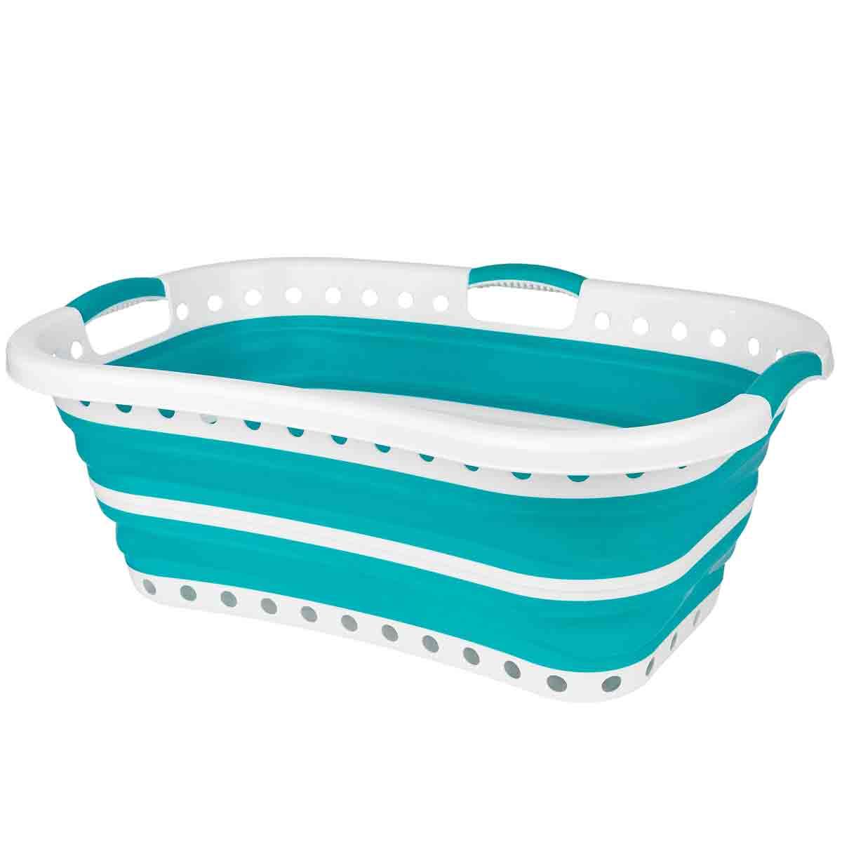 Beldray Collapsible Laundry Basket - 37L Capacity, Hip Hugger Design Turquoise 66 X 44