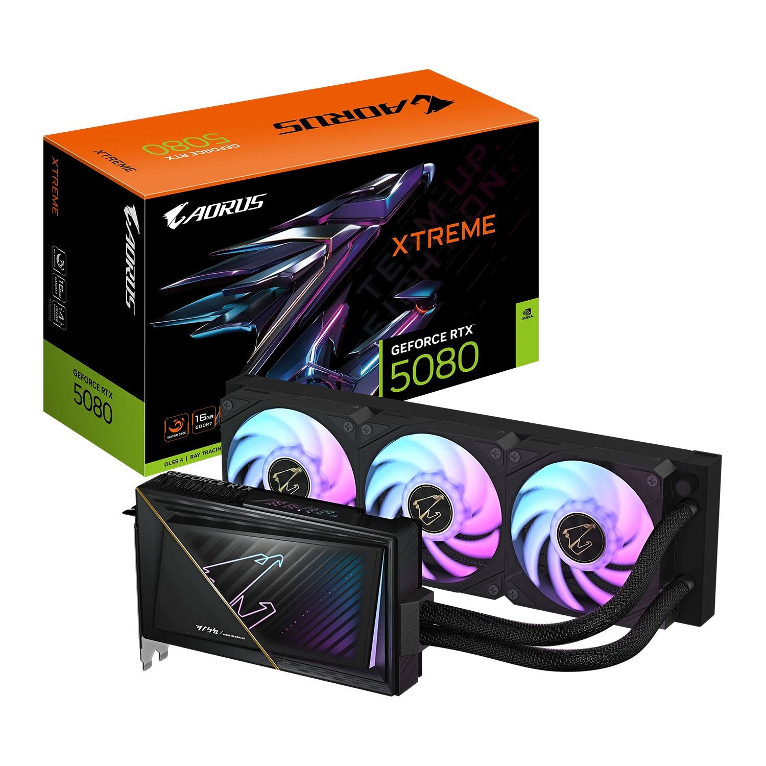 Gigabyte NVIDIA GeForce RTX 5080 AORUS XTREME WATERFORCE 16G Graphics Card, 16GB GDDR7, 10752 CUDA Cores, 2805 MHz Core Clock, Watercooled, RGB, 3x DisplayPorts / 1x HDMI Port