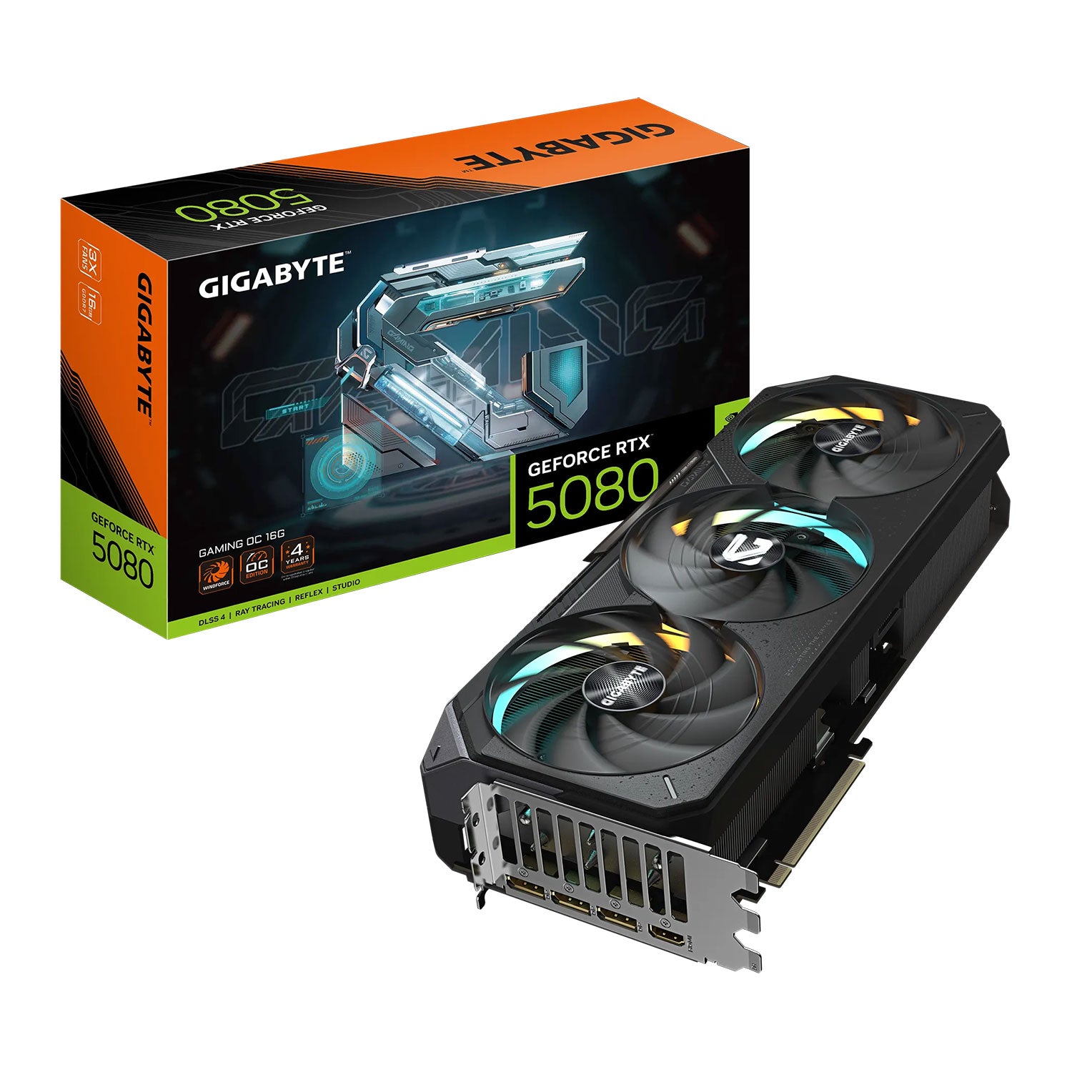 Gigabyte NVIDIA GeForce RTX 5080 GAMING OC 16G Graphics Card, 16GB GDDR7, 10752 CUDA Cores, 2730 MHz Core Clock, Triple Fan, RGB, 3x DisplayPorts / 1x HDMI Port