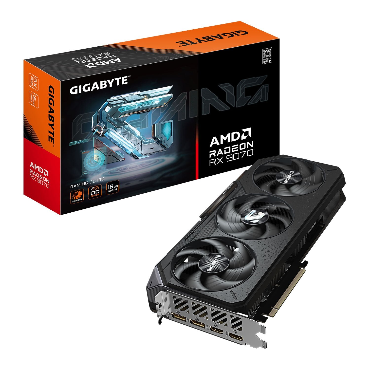 Gigabyte AMD Radeon RX 9070 GAMING OC 16G Graphics Card, 16GB GDDR6, 3584 Streams, TBD MHz Core Clock, Triple Fan, RGB, 3x DisplayPorts / 1x HDMI Port