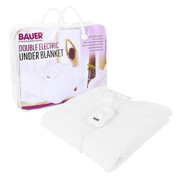 Bauer Electric Under Blanket Double - 107x120cm 3 Heat Settings/Tie-Down Design