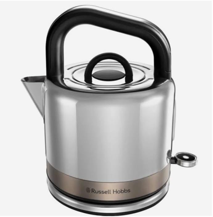 Russell Hobbs Distinctions 1.5L Cordless Electric Kettle (Fast boil, 3KW, Removable washable anti-scale filter, Pull to open lid, Perfect pour spout, Stainless Steel & Titanium)