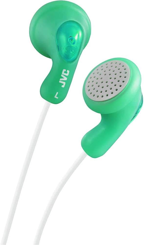 JVC Gumy In-Ear Earphones - Green, Optimal Comfort with Soft Rubber Body - Powerful Reproduction