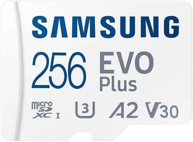 Samsung EVO Plus 256GB Micro SD Memory Card (2024) + SD Adapter, Speeds Up to 160 MB/s, UHS-I, C10, U3, V10, A3, Upgrade Storage for Phones, Tablets, Gaming Consoles, DSLR Cameras, PCs