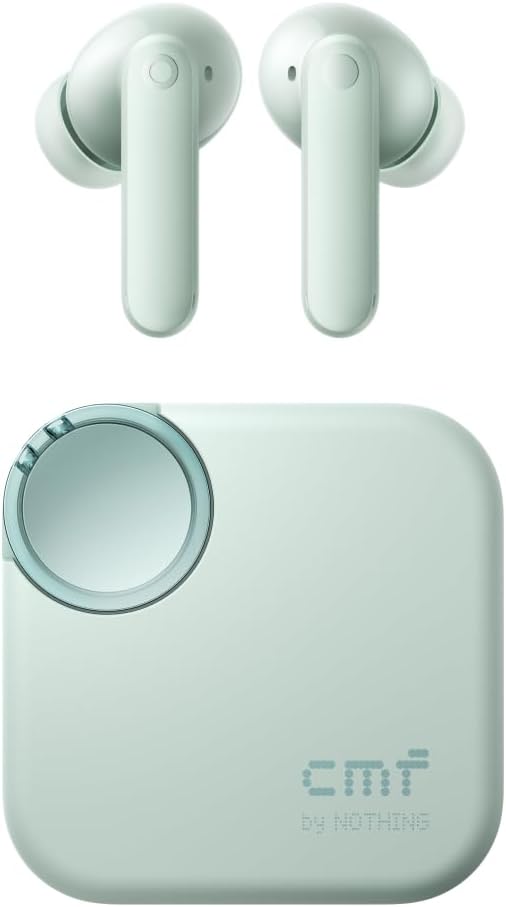 NOTHING CMF Buds 2 - Light Green, Wireless Earbuds with 48 dB Hybrid ANC, 55-Hour Battery Life, 11mm PMI Driver, 6 HD mics and Spatial Audio, IP55 Dust & Water Resistance
