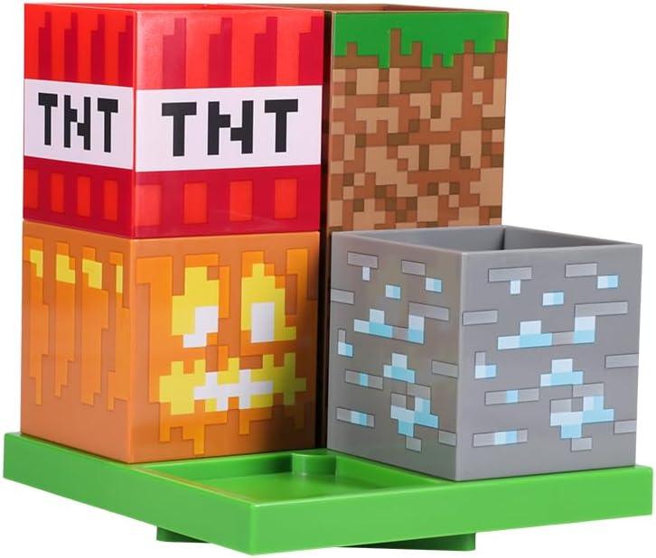 Minecraft Desktop Organizer, 4 Modular Blocks, Customizable Stationery Holder for Pencils Pens & Markers, Minecraft Gamer Decor, Desk Organization Accessory