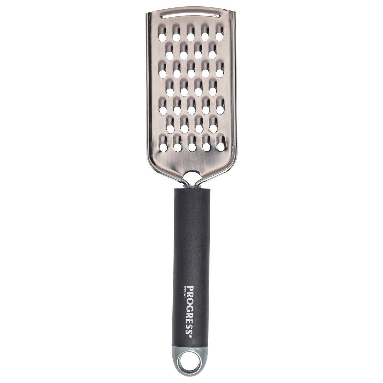 Progress Zester & Grater - Stainless Steel, Multipurpose Kitchen Utensil, Grating For Cheese, Vegetables & Zesting Fruit, Soft Touch Handle, Green Storage Hanging Hook, Shimmer Collection