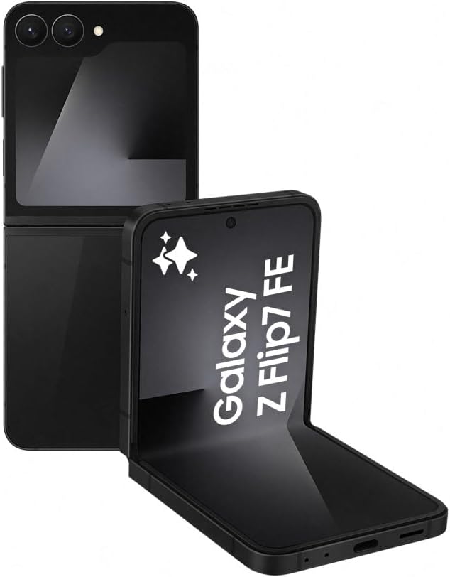 Samsung Galaxy Z Flip7 FE AI Phone - Black, 256GB Storage, 8 GB Memory, Foldable Design, Wide Cover Screen, 50 MP Camera, Smooth Processor