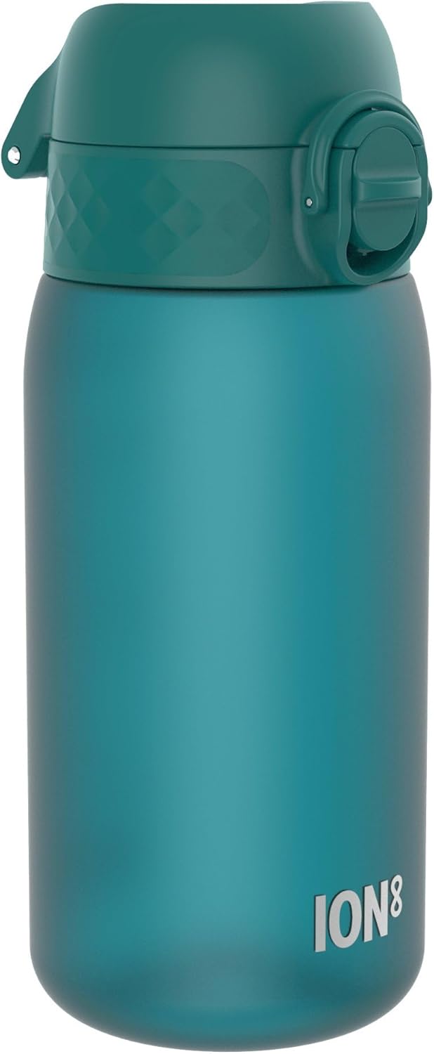 Ion8 Leak Proof Kids Water Bottle, Aqua, 350ml (12oz), Leak Proof, Easy to Open, Secure Lock, Dishwasher Safe, BPA Free, Carry Handle, Hygienic Flip Cover, Easy Clean, Odour Free, Carbon Neutral