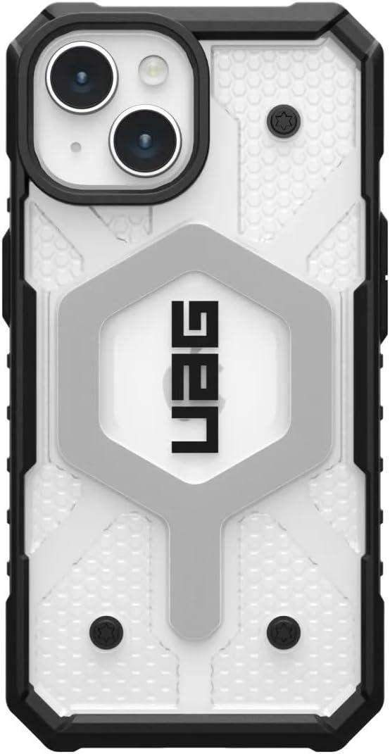 URBAN ARMOR GEAR UAG Case Compatible with iPhone 15 Case 6.1" Pathfinder Clear Ice/Silver Built-in Magnet Compatible with MagSafe Charging Rugged Transparent Dropproof Protective Cover