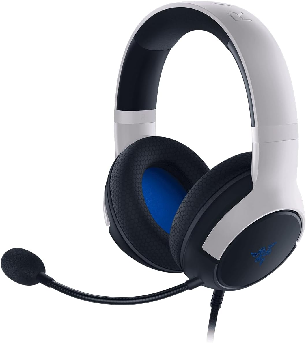 Razer Kaira X Wired Gaming Headset for PlayStation 5 / PS5, PS4, PC, Mac, Mobile: 50mm Drivers - HyperClear Cardioid Mic - Memory Foam Cushions - On-Headset Controls - White & Black