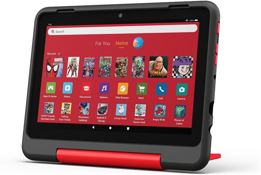 New Amazon Fire HD 8 Kids tablet, ages 6–12 | 3 GB memory, 8" HD screen, slim case for older children, ad-free content, parental controls, 13-hr battery, 32 GB, Marvel Avengers, (2024 release)