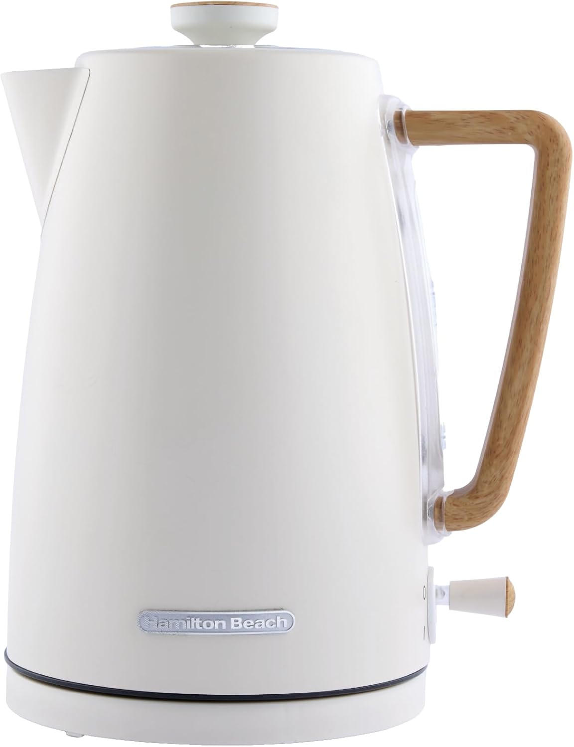 Hamilton Beach Electric Kettle, Scandi 1.7L, Boil Dry Protection, Auto Shut Off, Water Level Window, Stay Cool Handle, Ergonomic Grip, Matte Cream with Wood Effect