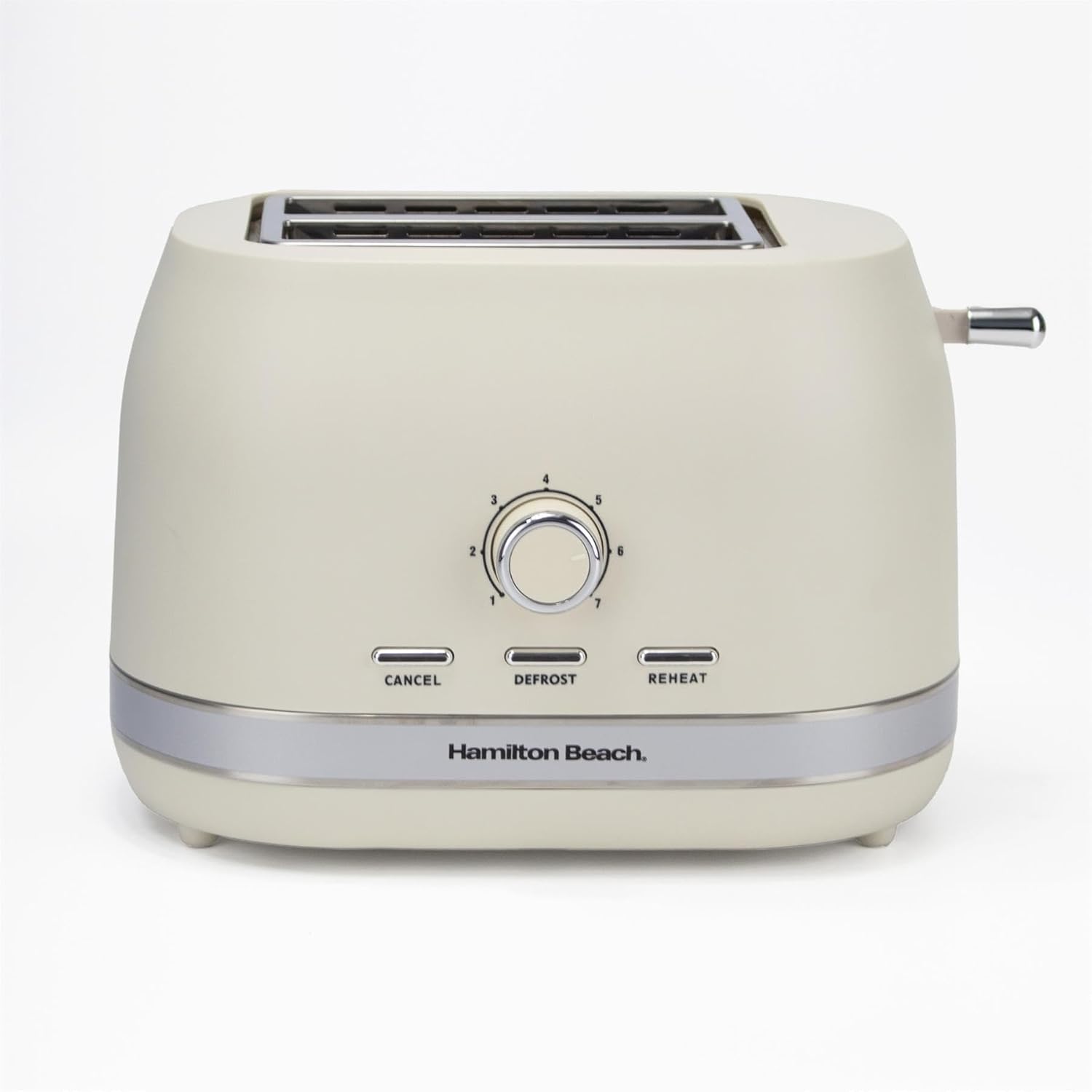 Hamilton Beach Toaster 2 Slice, Ella, 800W, Wide Slots, 7 Variable Browning Levels, Defrost, Cancel & Reheat Settings, Removable Crumb Tray, Integrated Cord Storage, Matte Cream Toaster