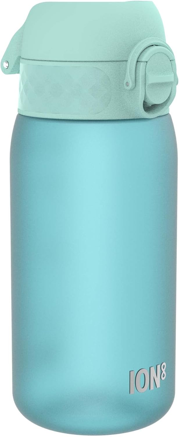 Ion8 Leak Proof Kids Water Bottle, Sonic Blue, 350ml (12oz), Leak Proof, Easy to Open, Secure Lock, Dishwasher Safe, BPA Free, Carry Handle, Hygienic Flip Cover, Easy Clean, Odour Free, Carbon Neutral