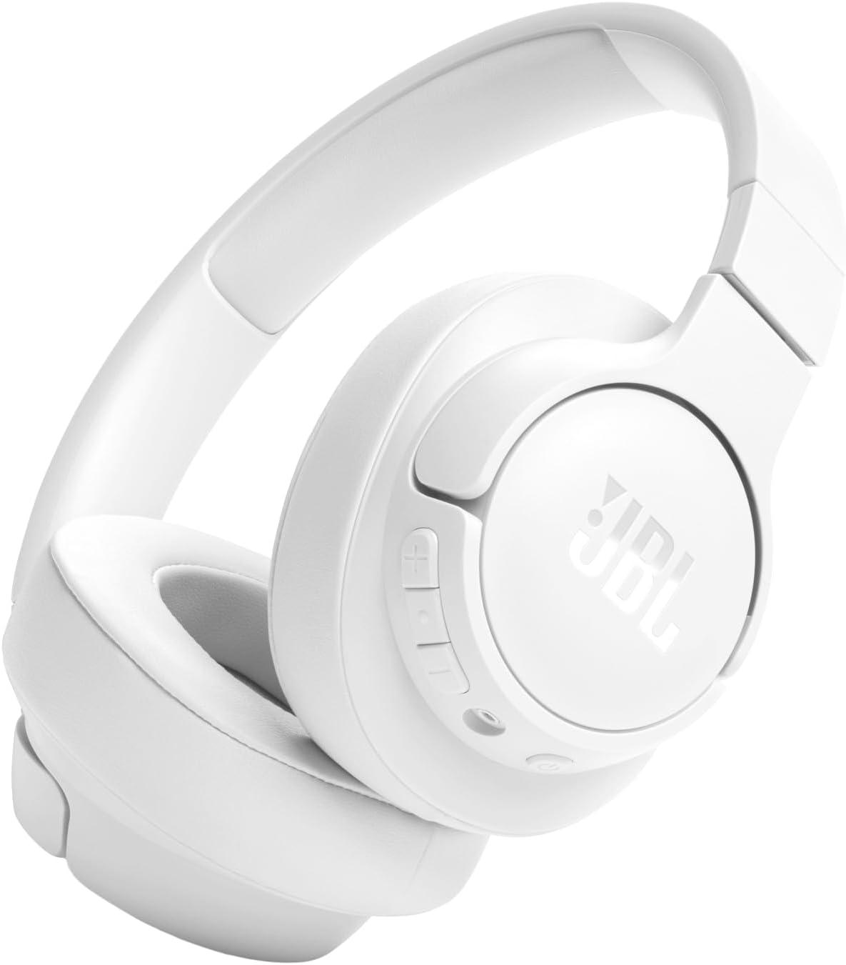 JBL Tune 720BT Wireless On-Ear Headphones, with JBL Pure Bass Sound, Bluetooth 5.3, Hands-Free Calls, Audio Cable and 76-Hour Battery Life, in White