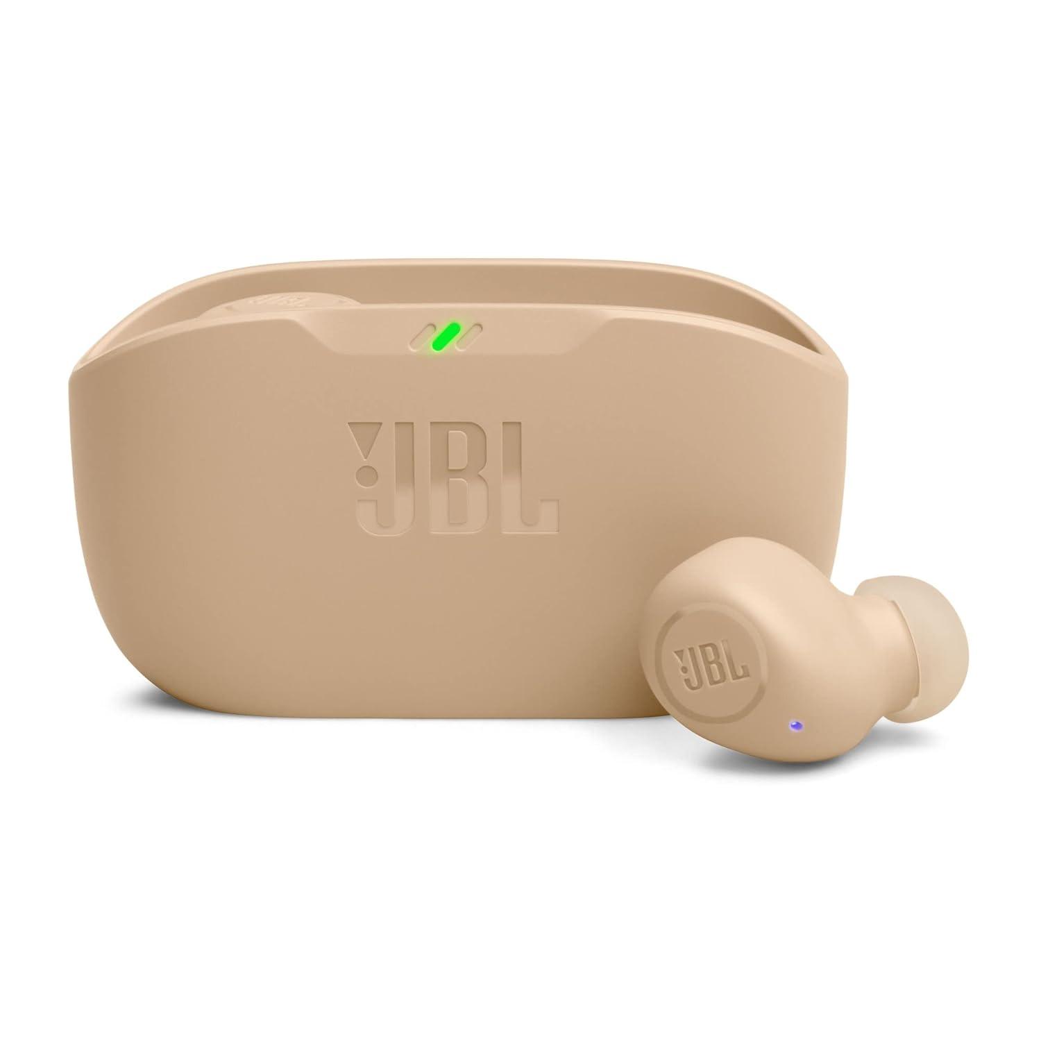 JBL Wave Buds in-Ear Wireless Earbuds (TWS) with Mic, App for Customized Extra Bass Eq,32 Hours Battery&Quick Charge, IP54 Water & Dust Resistance, Ambient Aware & Talk-Thru, Google Fastpair, Beige