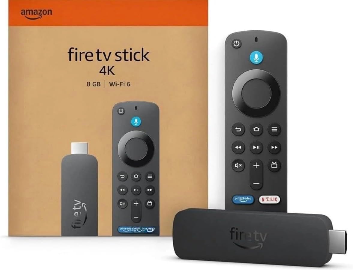 Amazon Fire TV Stick 4K Ultra HD streaming device, supports Wi-Fi 6