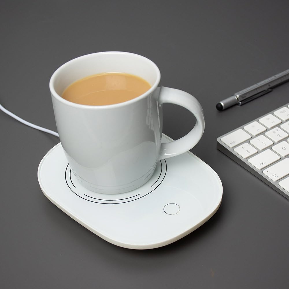 USB Cup Warmer Weight Activated Ceramic Hot Plate Keeps Drinks Warm