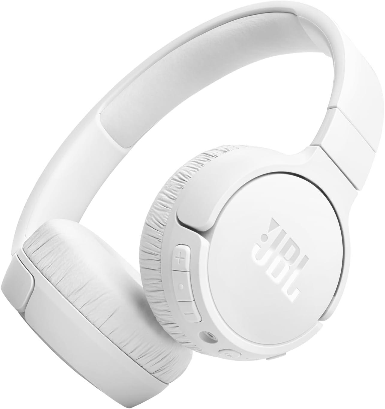 JBL Tune 670NC Wireless On-Ear Headphones, with Adaptive Noise Cancelling, Bluetooth, Lightweight Design and 70 hours Battery Life, in White