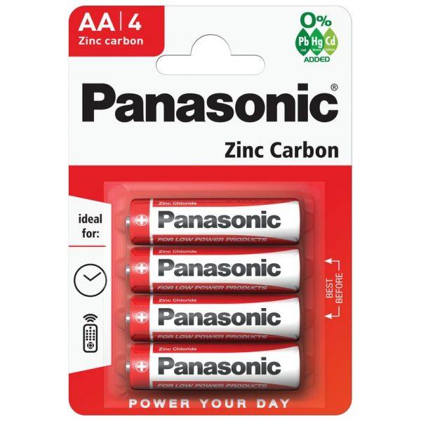 Panasonic AA 1.5V Zinc Carbon Batteries x 4pk
