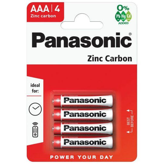 Panasonic AAA 1.5V Zinc Carbon Batteries x 4pk