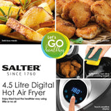 Salter Digital Air Fryer – 4.5L Oil-Free Fryer, Rapid Hot Air Circulation, Non-Stick Cooking Basket, Digital Display, 7 Cooking Functions, 30 Minute Timer, Healthy Cooking/Students, 1300W