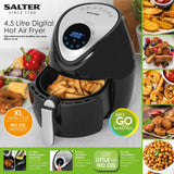 Salter Digital Air Fryer – 4.5L Oil-Free Fryer, Rapid Hot Air Circulation, Non-Stick Cooking Basket, Digital Display, 7 Cooking Functions, 30 Minute Timer, Healthy Cooking/Students, 1300W