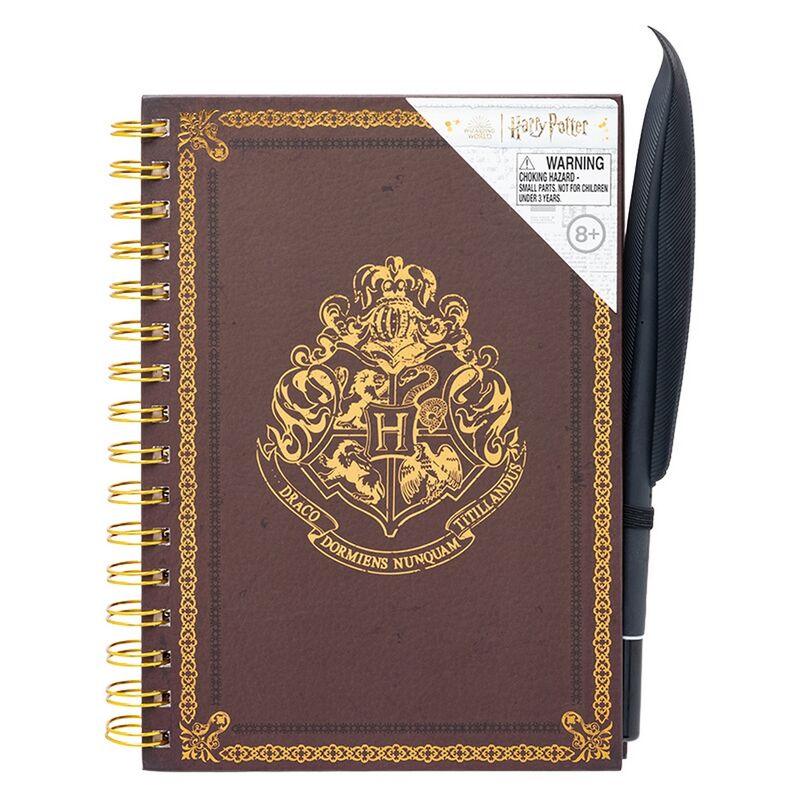 Spiral Bound Hogwarts Notebook and Quill Pen