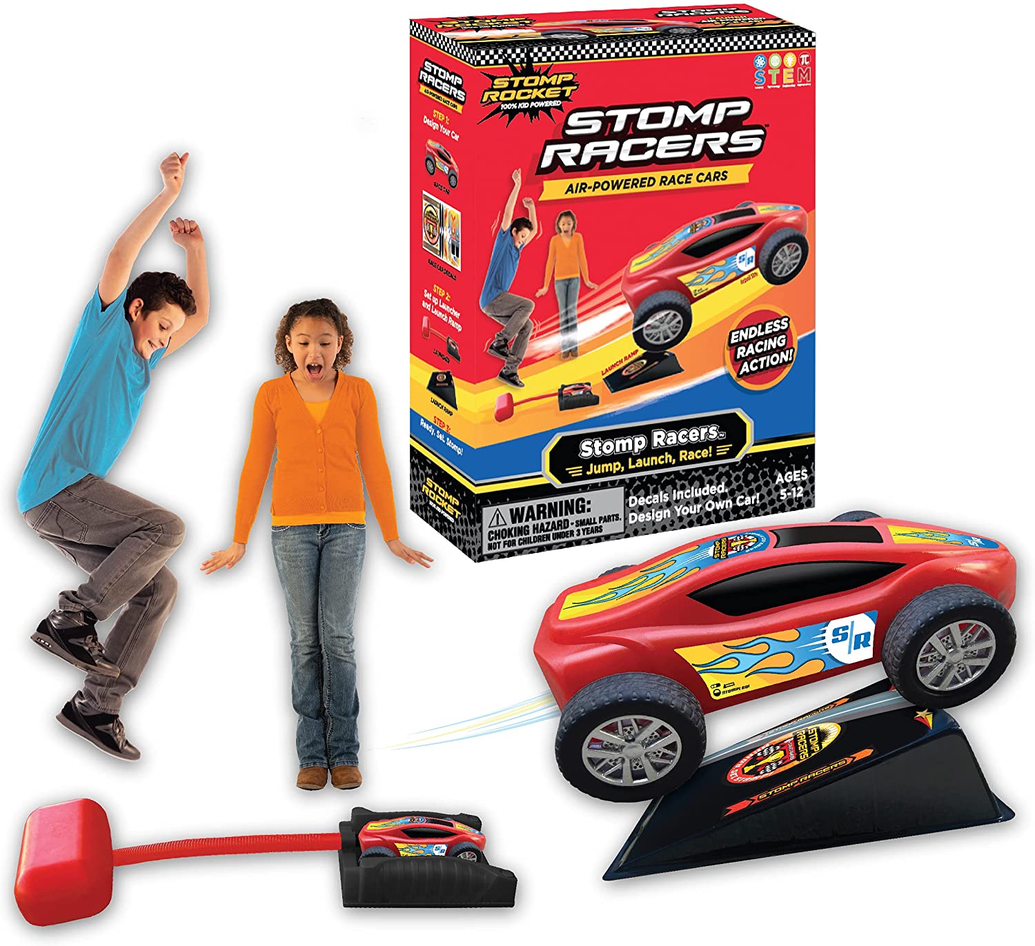 Stomp Racers Air Powered Race Cars by Stomp Rocket, Single Racer Pack - Stomp Racers Toy Car Launcher