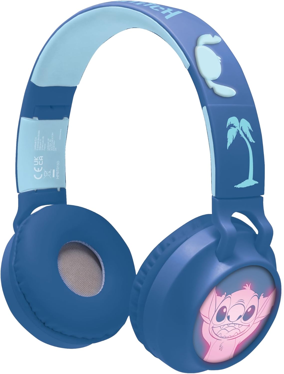 Disney Stitch, Wireless and wired 2-in-1 headset with Stitch details and light effects, sound limited to 85 dB, foldable, adjustable, rechargeable