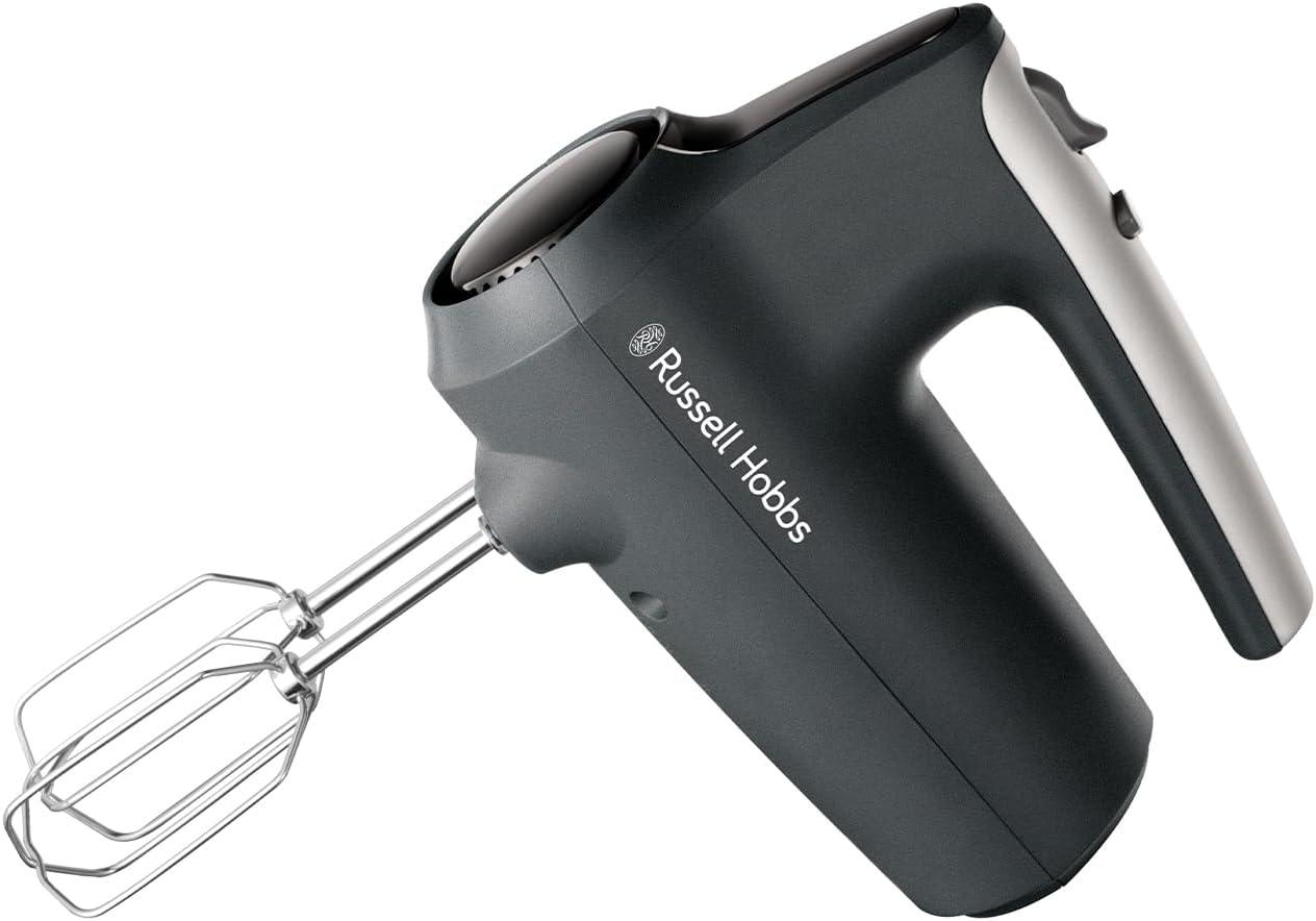 Russell Hobbs Electric Hand Mixer Desire Matte Charcoal (5 Speeds & pulse setting, 2 Stainless steel beaters & 2 Stainless steel dough hooks, Dishwasher safe parts, Easy storage, 350W)