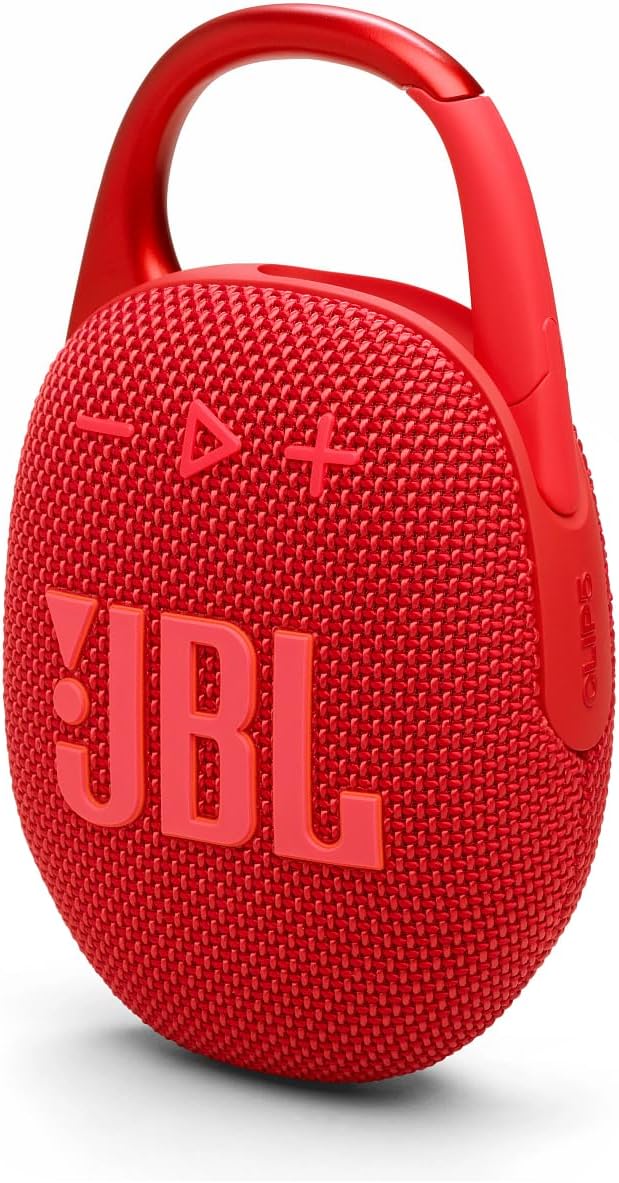 JBL Clip 5 Ultra-Portable Bluetooth Speaker with Integrated Carabiner, Big JBL Pro Sound, PlaytimeBoost, Waterproof Design and 12-Hour Playtime, Red