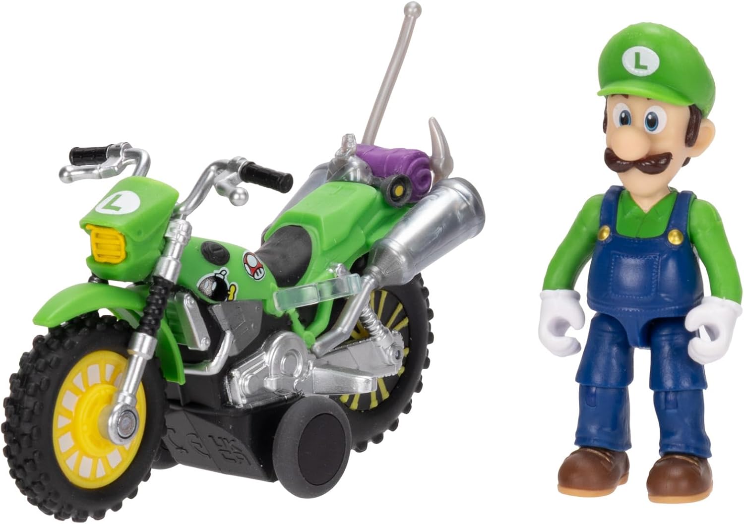 The Super Mario Galaxy Movie Luigi with Motorcycle 2.5" / 6.35cm Action Figure, Officially Licensed