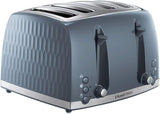 Russell Hobbs Honeycomb 4 Slice Toaster (Independent & Extra wide slots with high lift, 6 Browning levels, Frozen/Cancel/Reheat function, Removable crumb tray, 1500W, Grey textured high gloss)