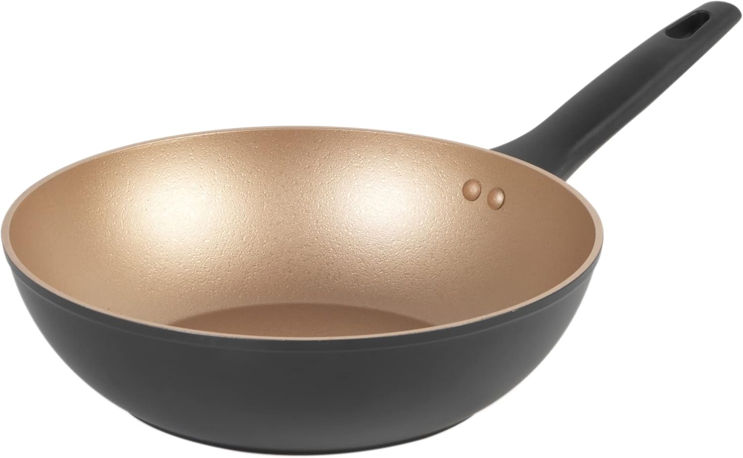 Russell Hobbs Opulence Collection Non-Stick 28 cm Stirfry Pan, Induction and Dishwasher-Safe, PFOA Free, Black and Gold, Aluminium Body, Soft Bakelite Handle, Metal Utensil Safe