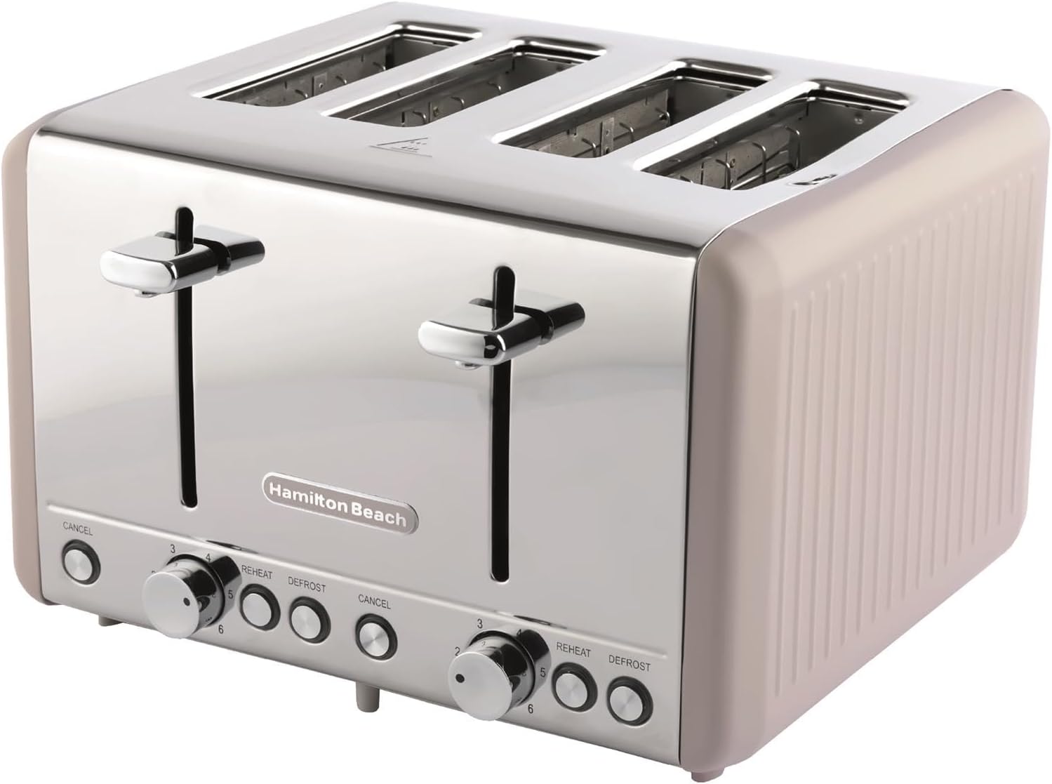 Hamilton Beach Toaster 4 Slice, Harmony, 1850W, 6 Browning Controls, Defrost, Reheat & Cancel Settings, Removable Crumb Tray, High Lift Eject, Cappuccino