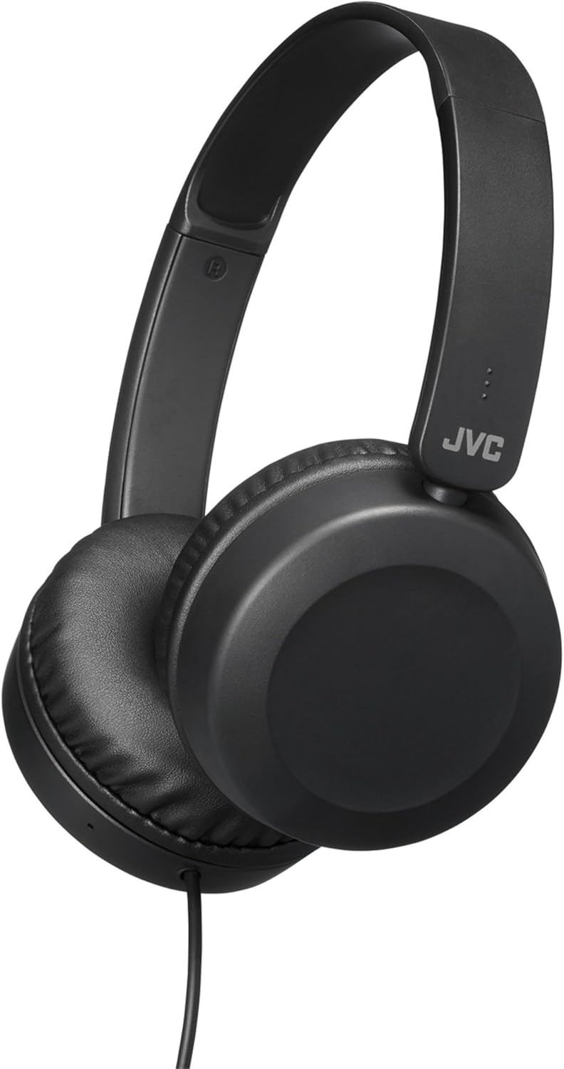 JVC Foldable Lightweight On-Ear Headphones with Built-In Remote, Microphone and Call Handling, Black