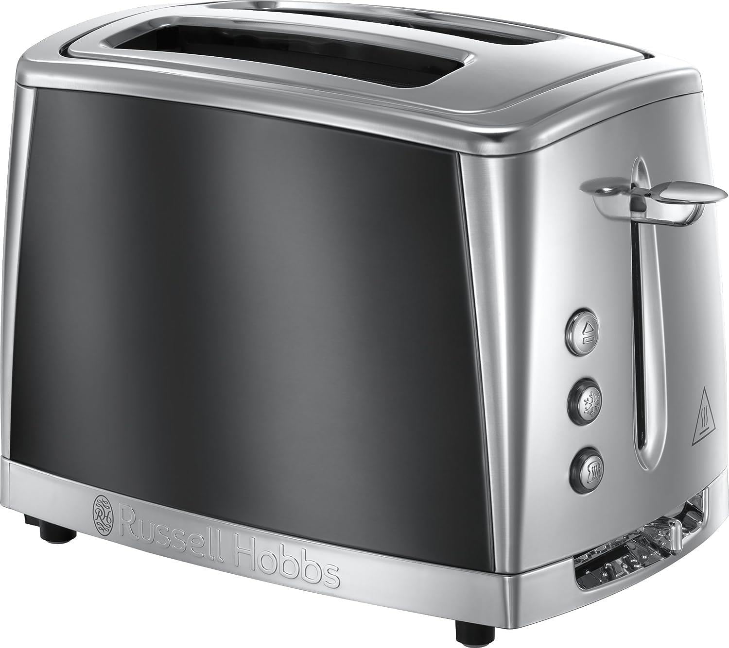 Russell Hobbs 2 Slice Luna Toaster with faster toasting Technology (6 Browning levels, Defrost/Reheat/Cancel function, Lift & Look feature, Removable crumb tray, Cord storage, 1500W) Grey