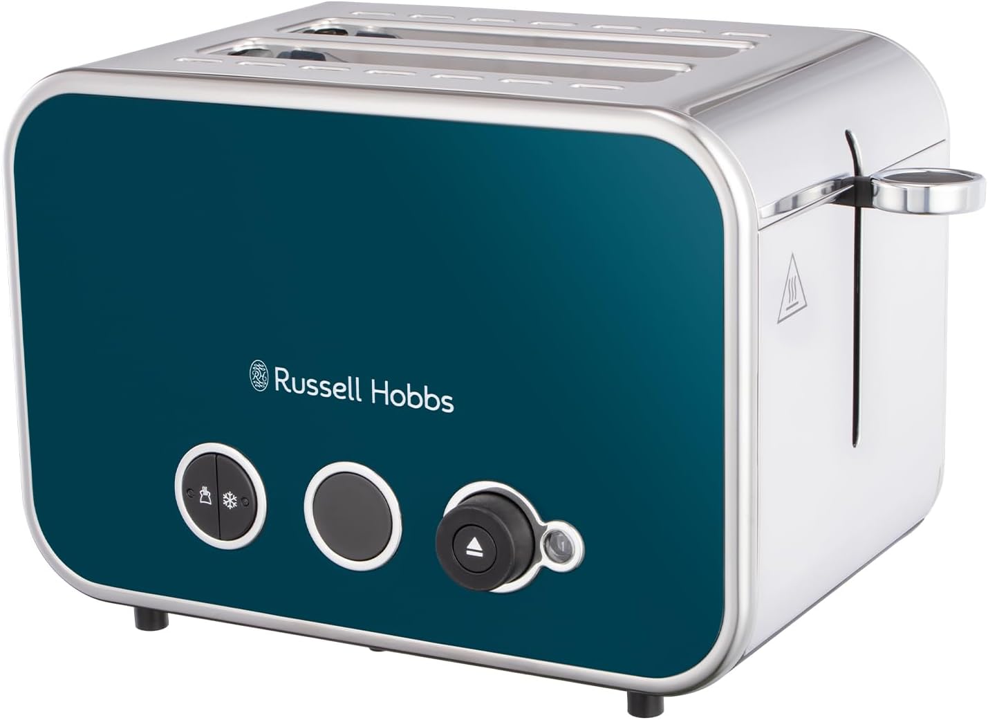 Russell Hobbs 2 Slice Distinctions Toaster (Countdown to ready, Extra wide & long slots, 6 Browning levels & Defrost/Reheat/Cancel, Lift & Look feature, 1600W, Stainless Steel & Ocean Blue)